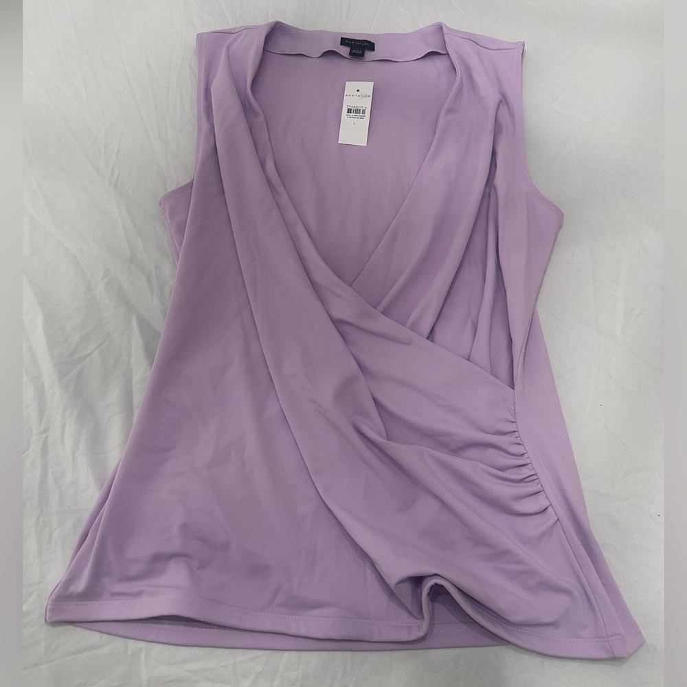 Ann Taylor Light Purple Sleeveless Wrap Blouse